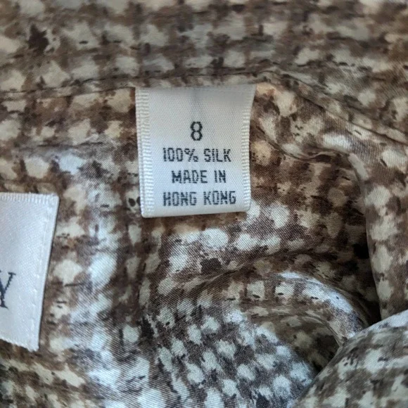 Vintage Linda Allard Ellen Tracy Silk Blouse Top Shirt Button Long Brown 90s 8 - Picture 14 of 14